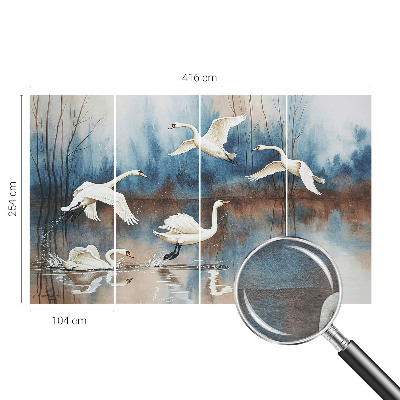 Large wall mural wallpaper with a birds-in-flight design