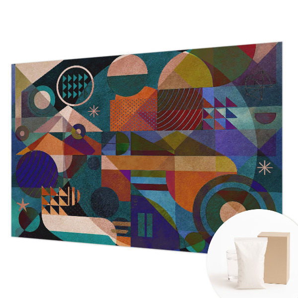 Modern wall mural with geometric artwork