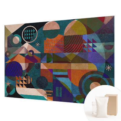 Modern wall mural with geometric artwork