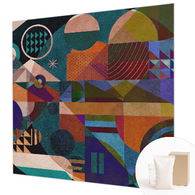 Modern wall mural with geometric artwork