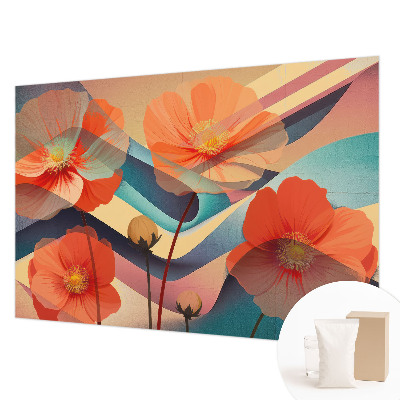 Modern wall mural for bedroom with the “Flowers of the Senses” design
