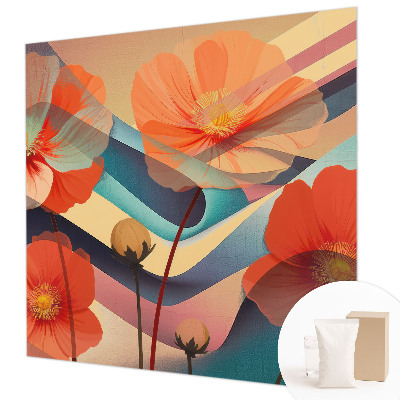 Modern wall mural for bedroom with the “Flowers of the Senses” design