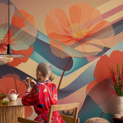 Modern wall mural for bedroom with the “Flowers of the Senses” design