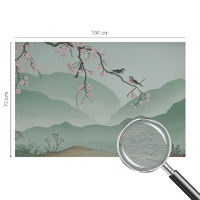 Modern wall mural for living room with a Japanese serenade design