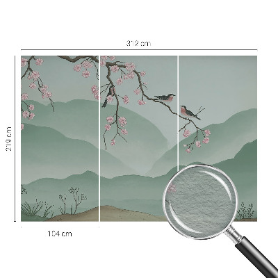 Modern wall mural for living room with a Japanese serenade design