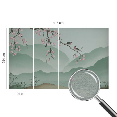 Modern wall mural for living room with a Japanese serenade design