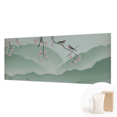 Modern wall mural for living room with a Japanese serenade design