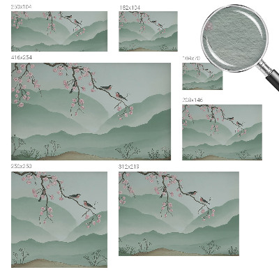 Modern wall mural for living room with a Japanese serenade design