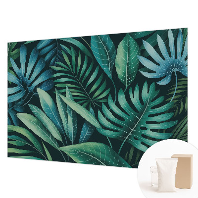 Premium photo wallpaper with a tropical leaves motif