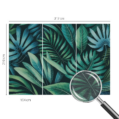 Premium photo wallpaper with a tropical leaves motif