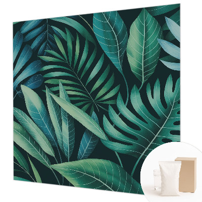 Premium photo wallpaper with a tropical leaves motif