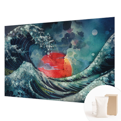 Decorative wall mural for living room with an oceanic eastern theme