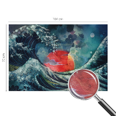 Decorative wall mural for living room with an oceanic eastern theme