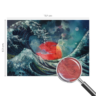 Decorative wall mural for living room with an oceanic eastern theme