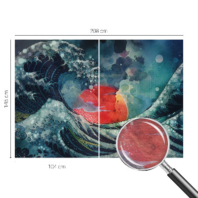 Decorative wall mural for living room with an oceanic eastern theme