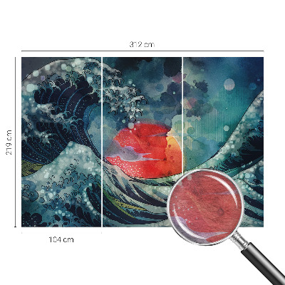 Decorative wall mural for living room with an oceanic eastern theme