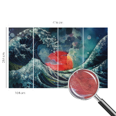 Decorative wall mural for living room with an oceanic eastern theme