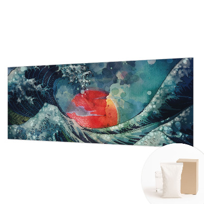 Decorative wall mural for living room with an oceanic eastern theme