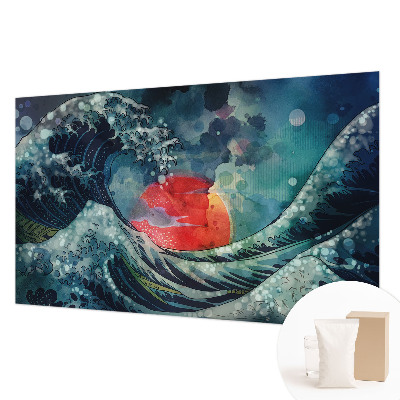 Decorative wall mural for living room with an oceanic eastern theme
