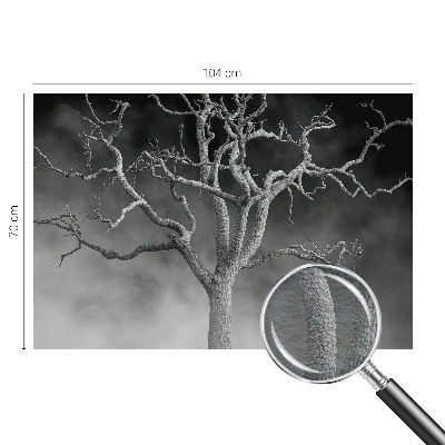 Non-woven wall mural with a misty tree design
