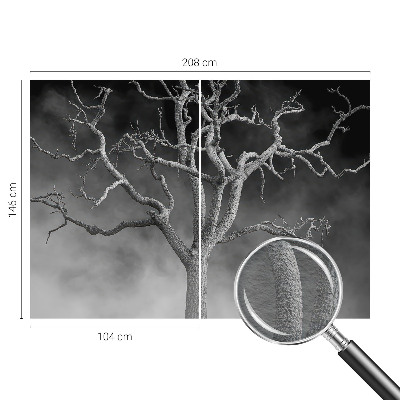 Non-woven wall mural with a misty tree design