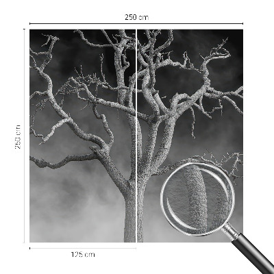 Non-woven wall mural with a misty tree design