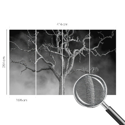 Non-woven wall mural with a misty tree design