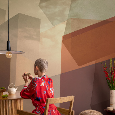 Wallpaper mural with abstract shapes
