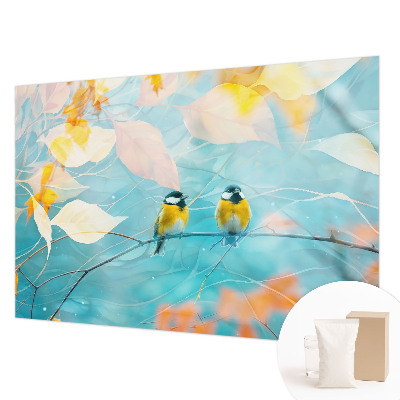 Photo wallpaper with a spring birds motif