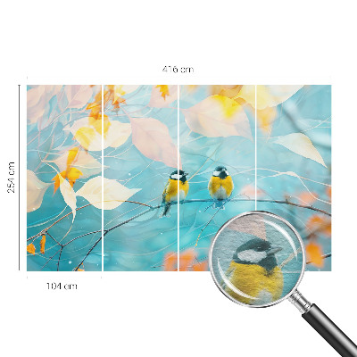 Photo wallpaper with a spring birds motif