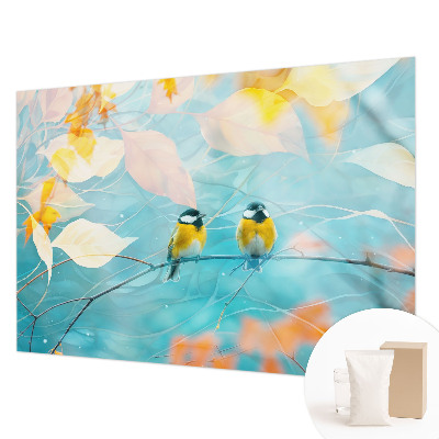 Photo wallpaper with a spring birds motif