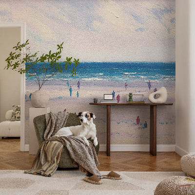 Wall mural for bedroom with a seascape design