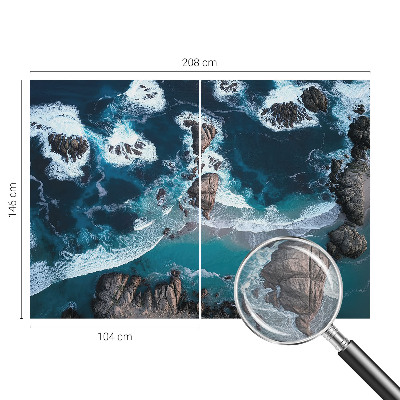Bedroom wall mural wallpaper with an ocean waves design