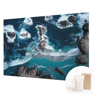 Bedroom wall mural wallpaper with an ocean waves design