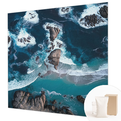 Bedroom wall mural wallpaper with an ocean waves design