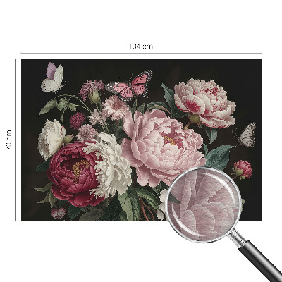 Large wallpaper mural with peonies and butterflies