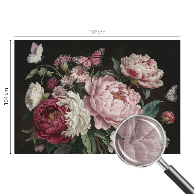 Large wallpaper mural with peonies and butterflies