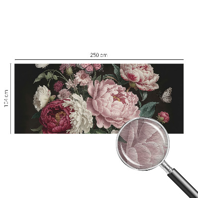 Large wallpaper mural with peonies and butterflies