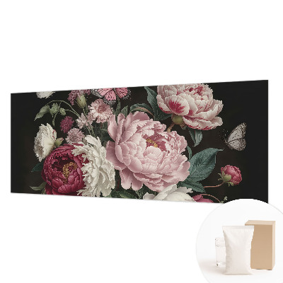Large wallpaper mural with peonies and butterflies