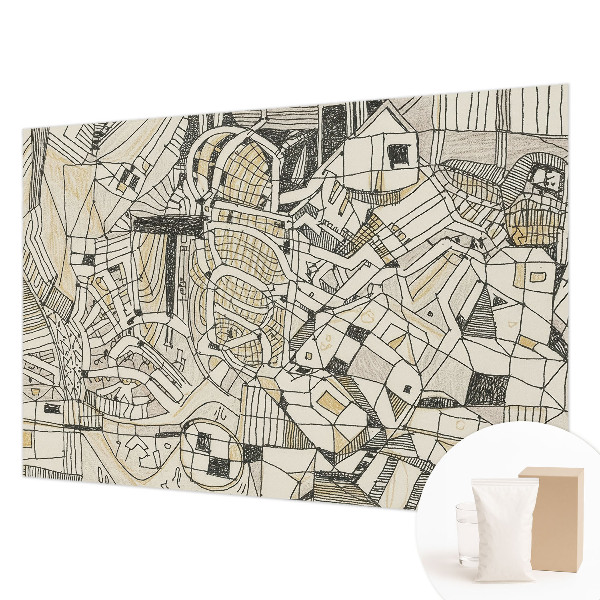 Modern wall mural with a geometric abstraction design
