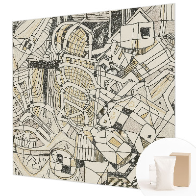 Modern wall mural with a geometric abstraction design