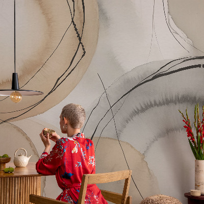 Large wall mural wallpaper featuring a geometric harmony design