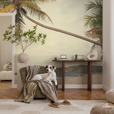 Modern wall mural for bedroom with a tropical landscape design