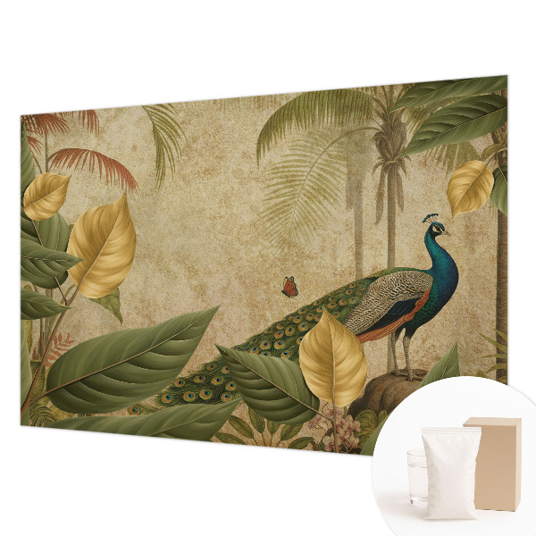 Modern wall mural for living room with an exotic bird motif
