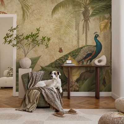Modern wall mural for living room with an exotic bird motif