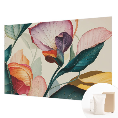 Premium wall mural for bedroom with colorful flower motif