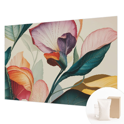 Premium wall mural for bedroom with colorful flower motif