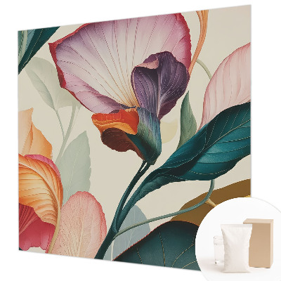 Premium wall mural for bedroom with colorful flower motif