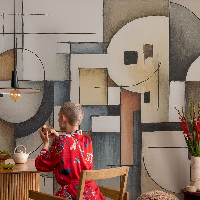 Non-woven photo wallpaper featuring a geometric harmony design