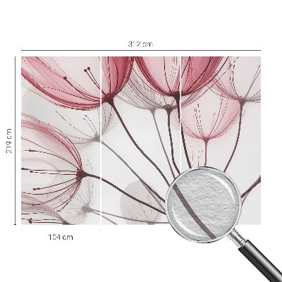 Wall mural for bedroom with floral silhouettes
